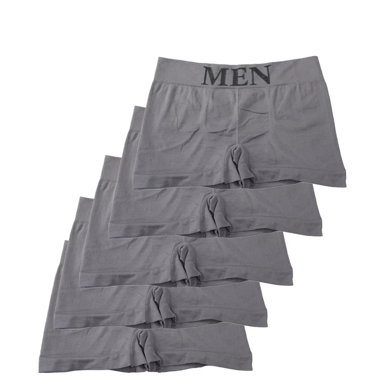 5 Pcs Thin Style Men's High Elastic Plain Color Comfortable Boxer Briefs Panties Breathable