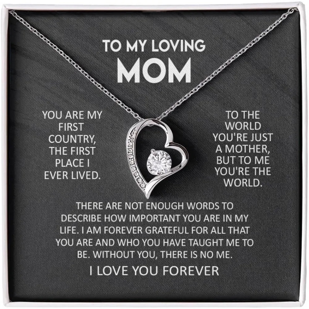 Hollow Necklace for Mom, Necklace + Card + Gift Box, Women's Necklace Rhinestone Necklace for Mom