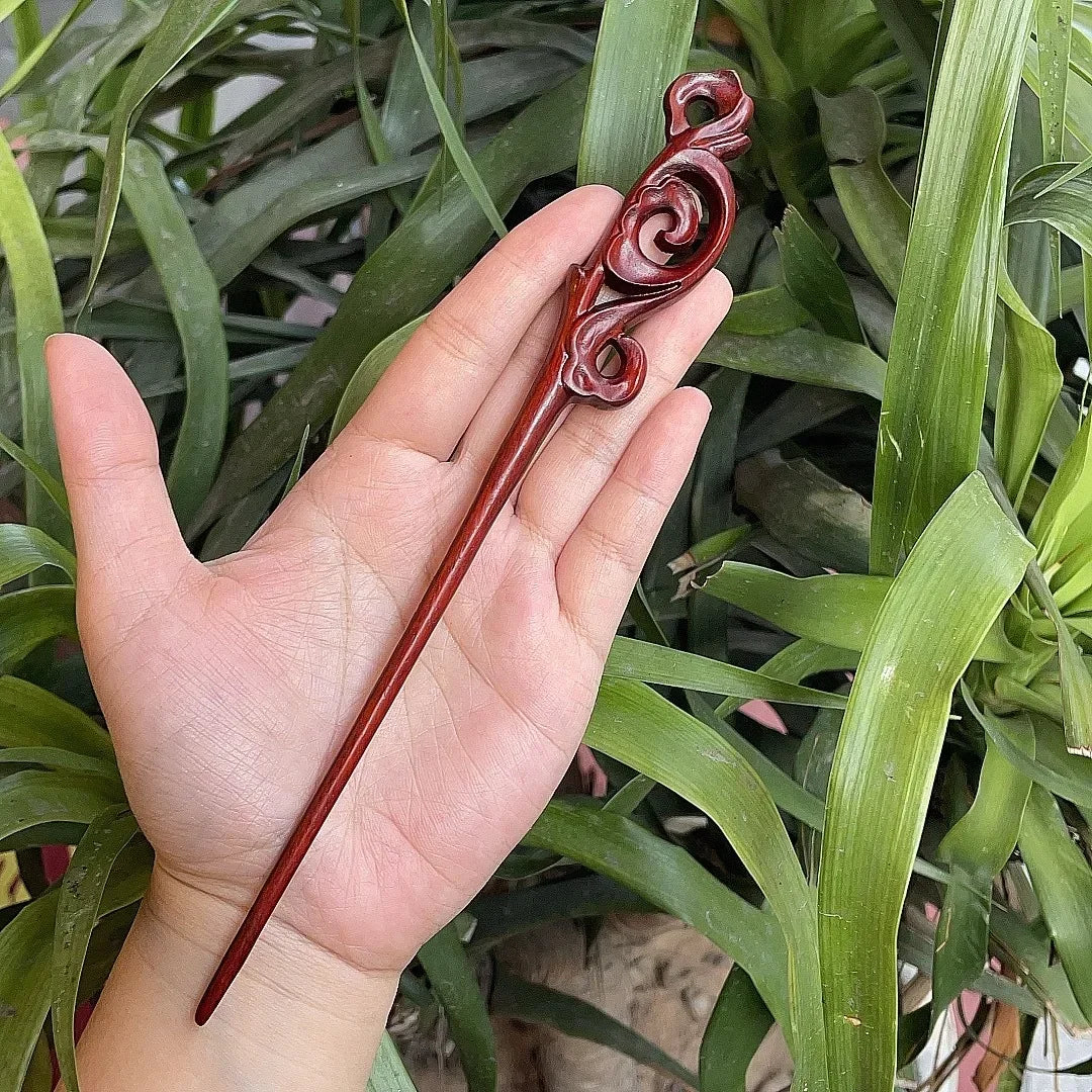 Chinese Retro Style Peach Wood Handmade Carved Hairpin Hollow Out Hair Stick Hairpin Women Hair Styling Tools Hair Accessories