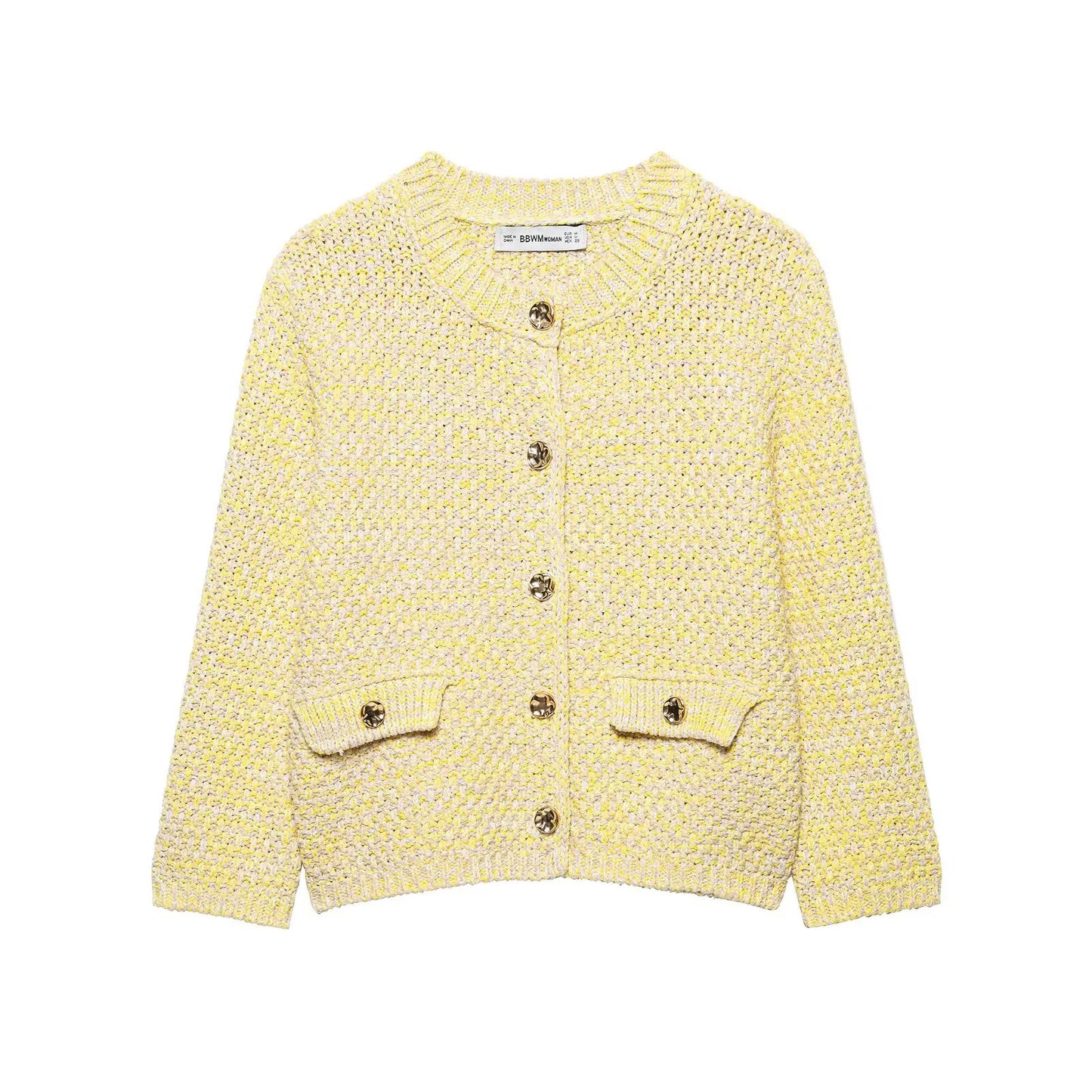 European And American Style Women's Fashion Versatile Solid Color Single Breasted Knitted Jacket Knitted Vest