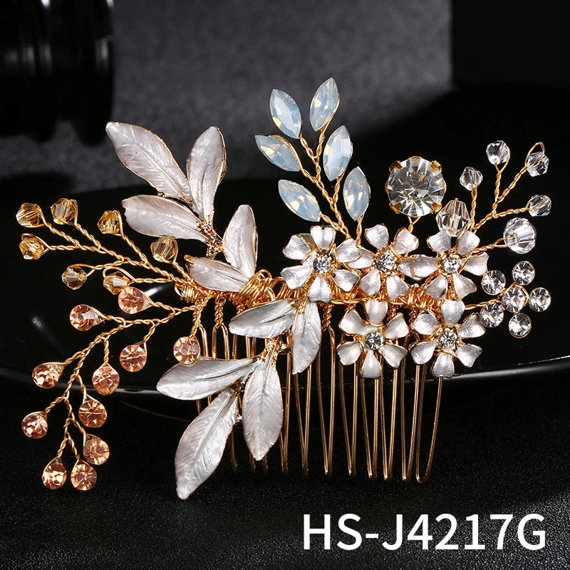 Golden Luxury Pearl Hair Comb Classic Jewelry Crystal Side Bangs Hair Clip For Women Elegant Headpieces