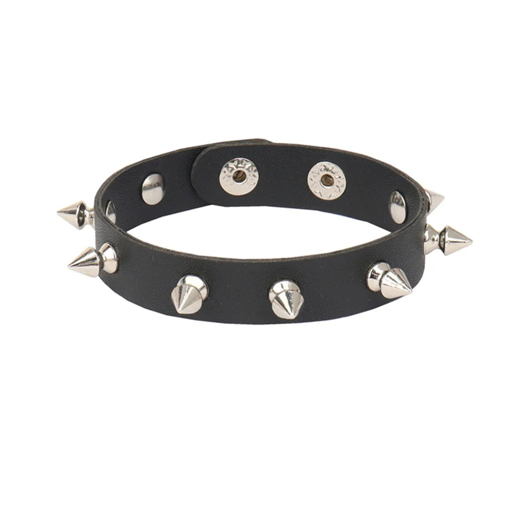 Punk Hip Hop Rock PU Leather Bracelet Unisex Trendy Chain Skull Pentagram Rivet Bracelet