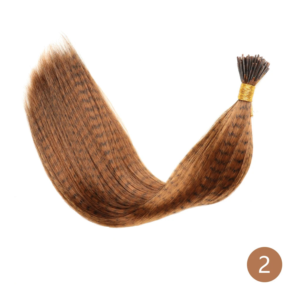 Feather Hair Extension 10Pieces Fake Hair I Tip Rainbow Synthetic Hair 16inch Hairpiece Feather for Hair Extension