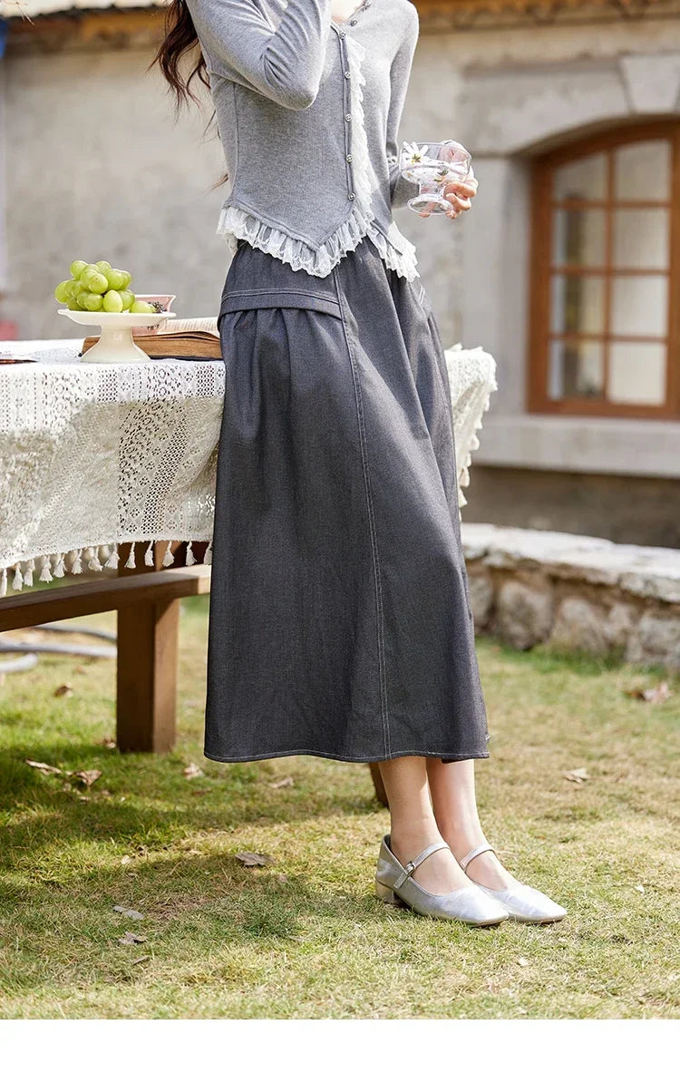 High Waisted A-line  Loose Casual  Skirt