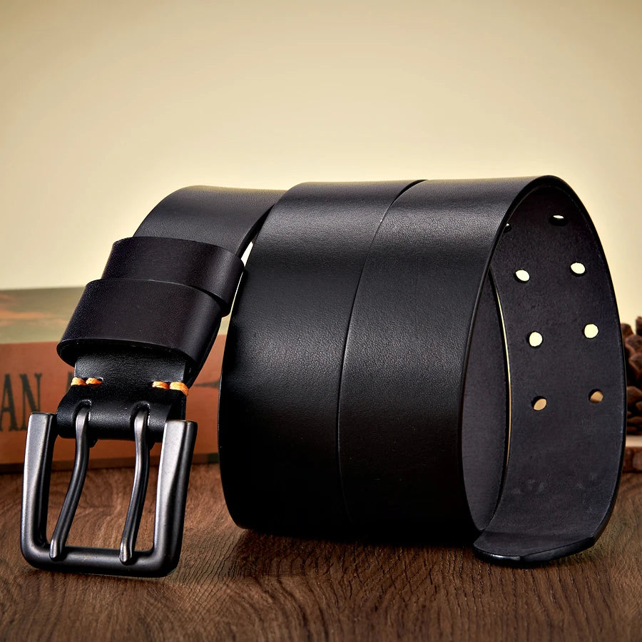 4.3cm Wide Thick Cow skin Genuine Leather Belt  Casual