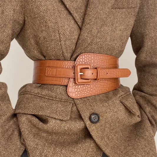 Ultra Wide Women's Elastic Waistband Skirt Waist Belt Women's Outerwear with Tight Belt Suit Decoration
