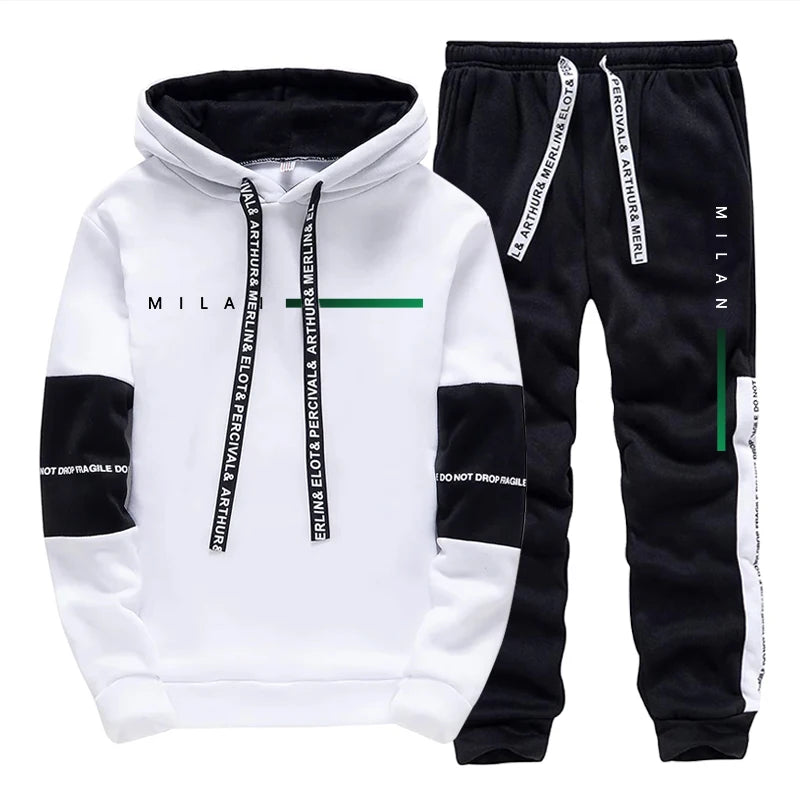 2025 New Arrival Man Sportswear 2pcs Set Hooded Sweatshirt Jogger Pants High Quality Male Home Outdoor Casual Sport Jogging Suit