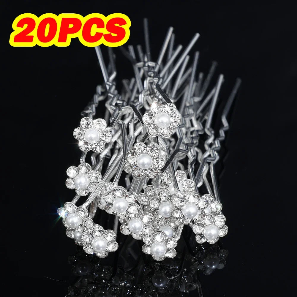 20pcs Women U-shaped Pin Metal Barrette Hair Clip Hairpins Simulated Pearl  Hair Accessories  Hairstyle Tools