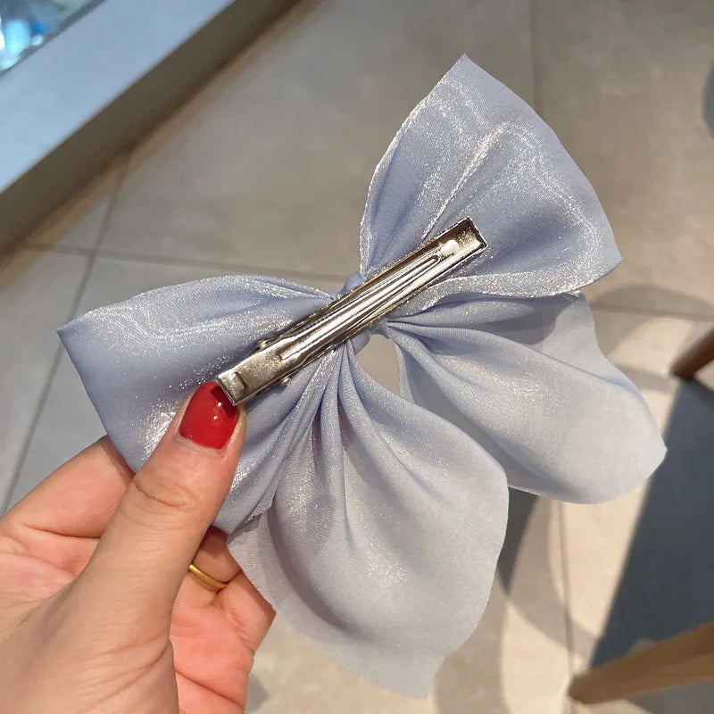 Big Hair Bow Ties Hair Clips Satin Two Layer Bow for Women Bowknot Hairpins Trendy Hairpin Girl Hair Accessory