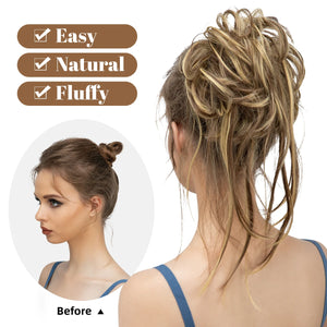 Synthetic Elastic Messy Bun Hairpieces Curly Scrunchie Black Blonde Brown Chignon Band Updo Donut For Women Natural Fake Hair