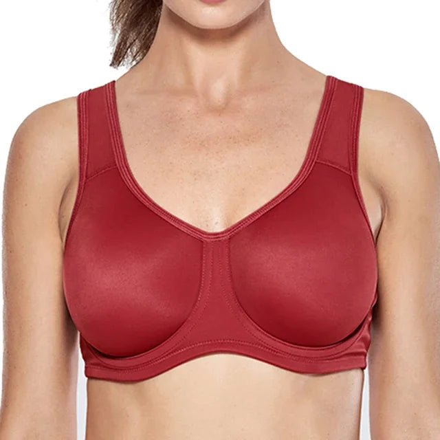 Double Layer Max Control High Impact Sports Bra Non Padded Underwire Active Bra
