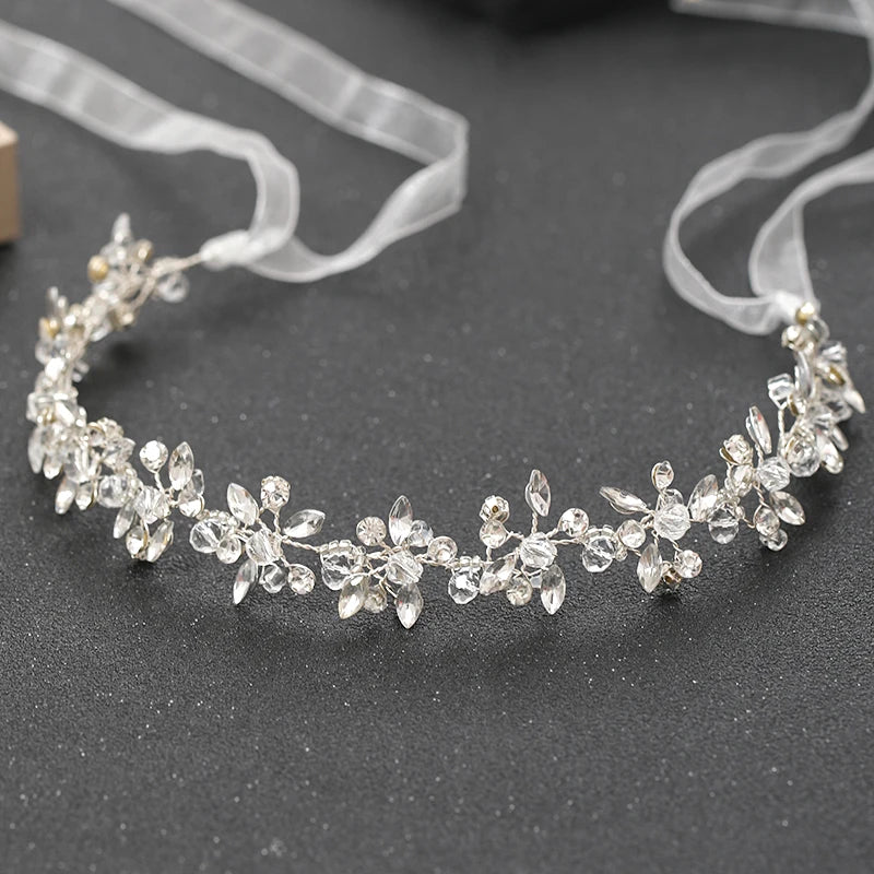 Handmade Silver Color Women Headbands Crystal Rhinestone Hairbands Hair Accessories Vines