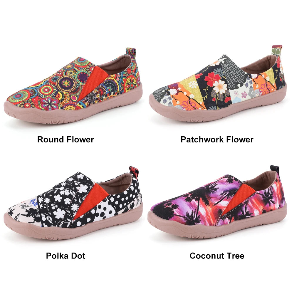 Art Painted Loafers Canvas Walking Shoes Anti Slip Slip On Flats Breathable Lightweight Walking Loafers