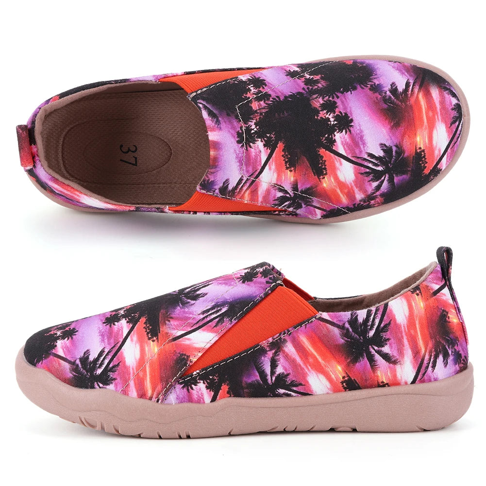 Art Painted Loafers Canvas Walking Shoes Anti Slip Slip On Flats Breathable Lightweight Walking Loafers