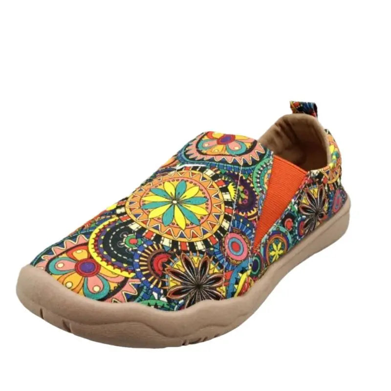 Art Painted Loafers Canvas Walking Shoes Anti Slip Slip On Flats Breathable Lightweight Walking Loafers