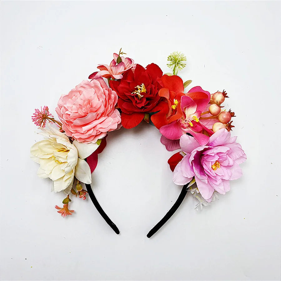 Fashion personality Boho Flower Crowns Headband For Women Faux Floral Hairband