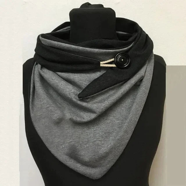 Winter Women's Floral Print Thick Warm Scarf – Windproof Double-Layer Buttoned Wrap