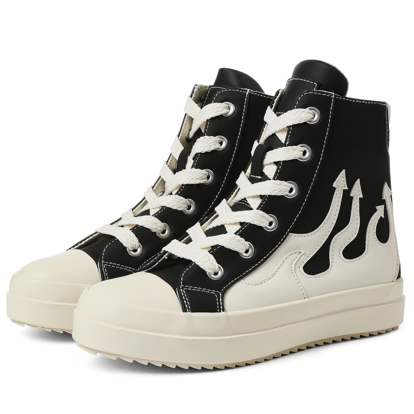 Lace-up  Ankle High Fashion Flame Mixed Colors Thick Bottom Casual Comfortable Sporty Sneakers
