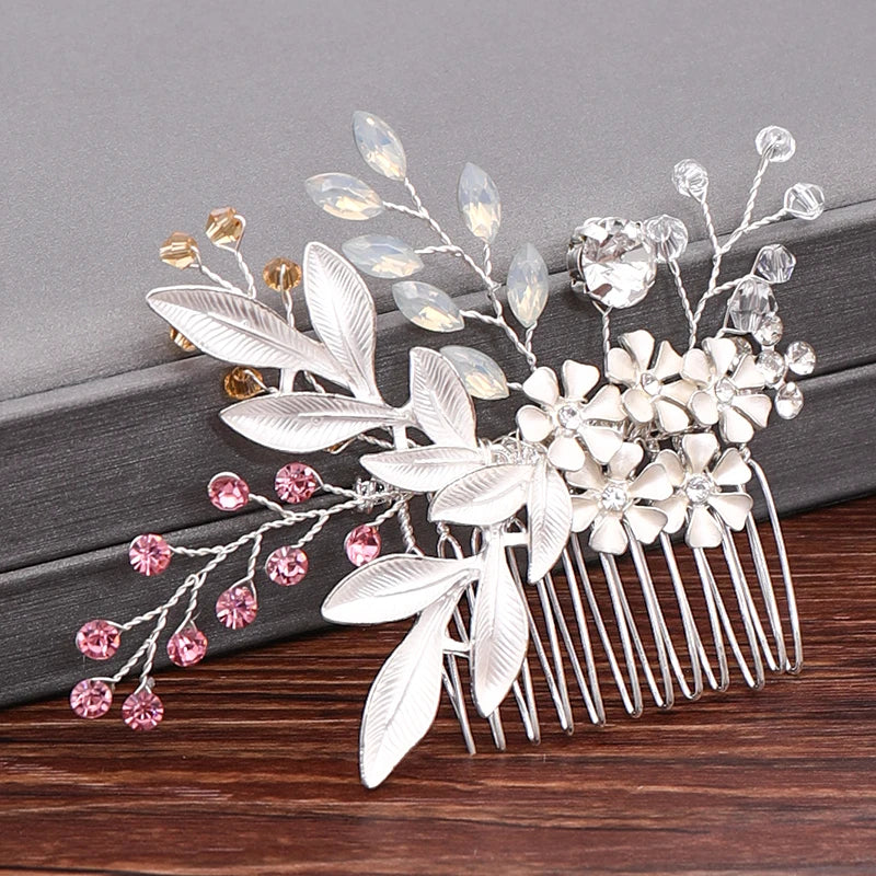 Hair Combs  Hair Accessories For Women Hair Jewelry Silver Color Pearl Rhinestone Head Jewelry Women Accessories