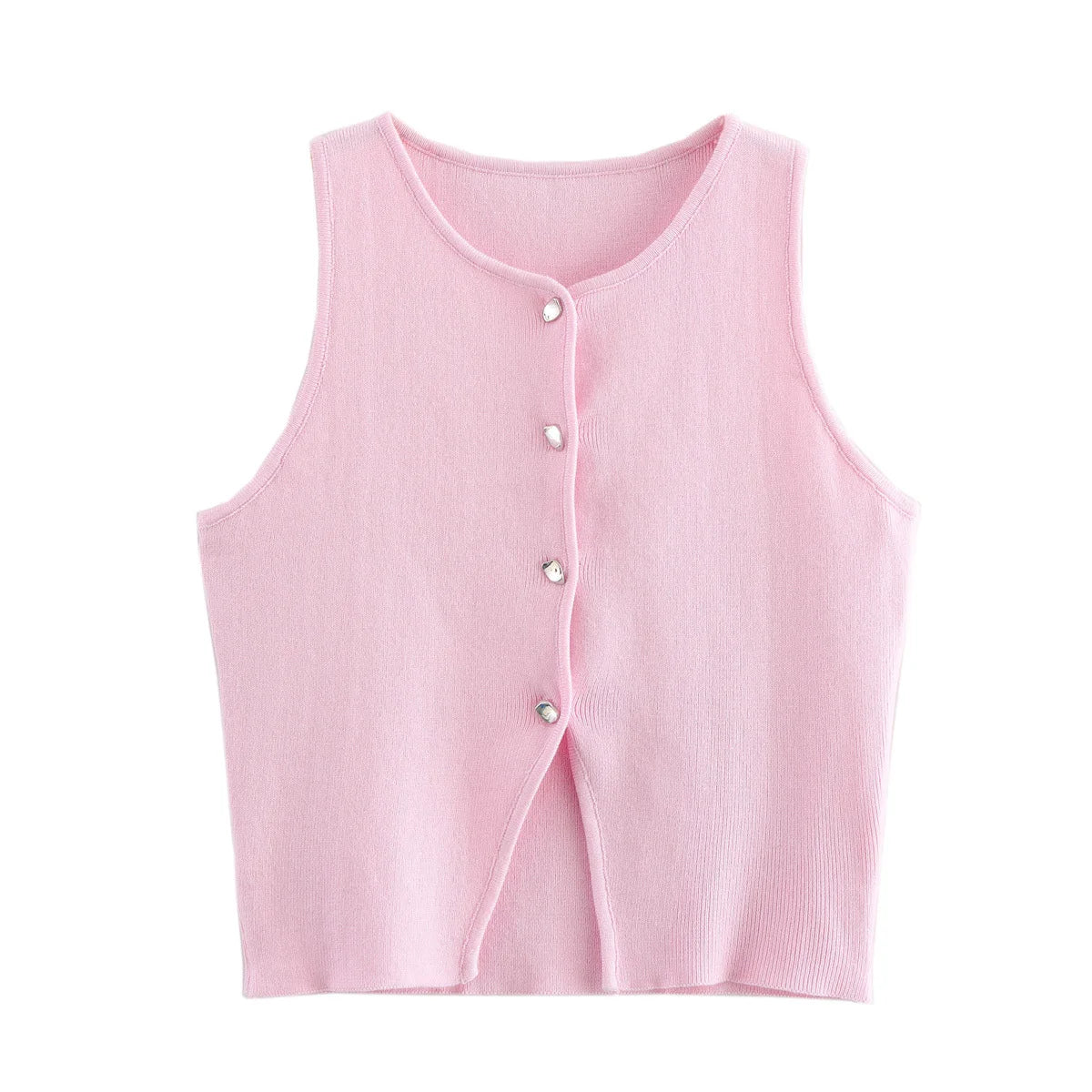 Sweater Vest Cropped Knit Vest Woman Sleeveless Vest Women's Autumn Button Slim Knitted Vests