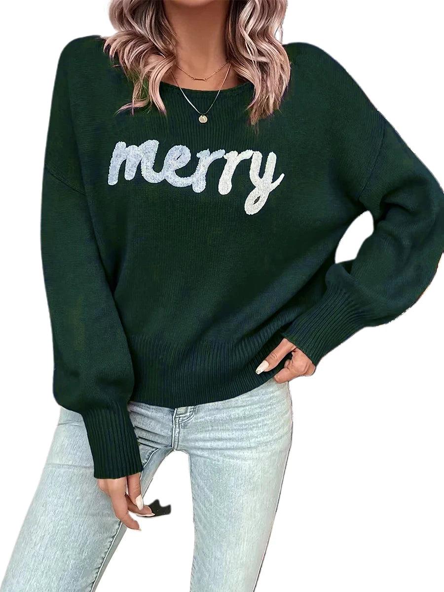 Christmas Women s Casual Sweaters with Holiday Pattern Cozy Long Sleeve Pullover Knitwear for Winter Street Style
