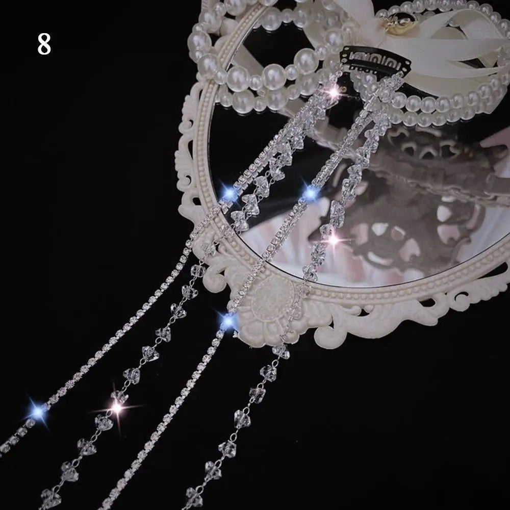 Fashion Rhinestone Chains Tassel Braided Hair Chain Shining Ponytail Hair Accessories For Women
