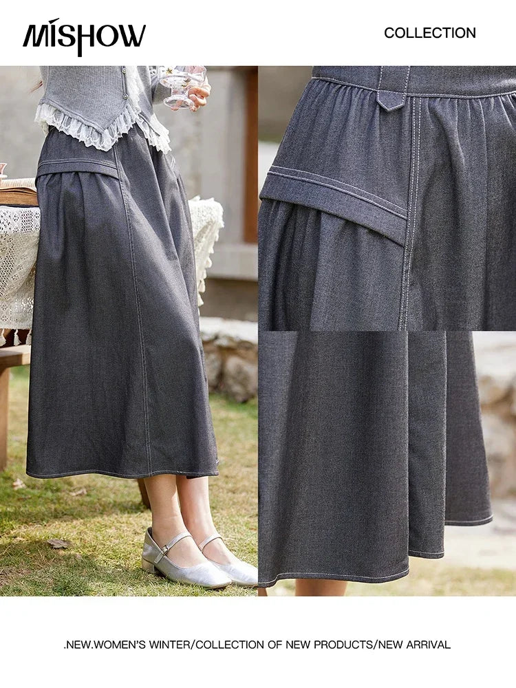 High Waisted A-line  Loose Casual  Skirt