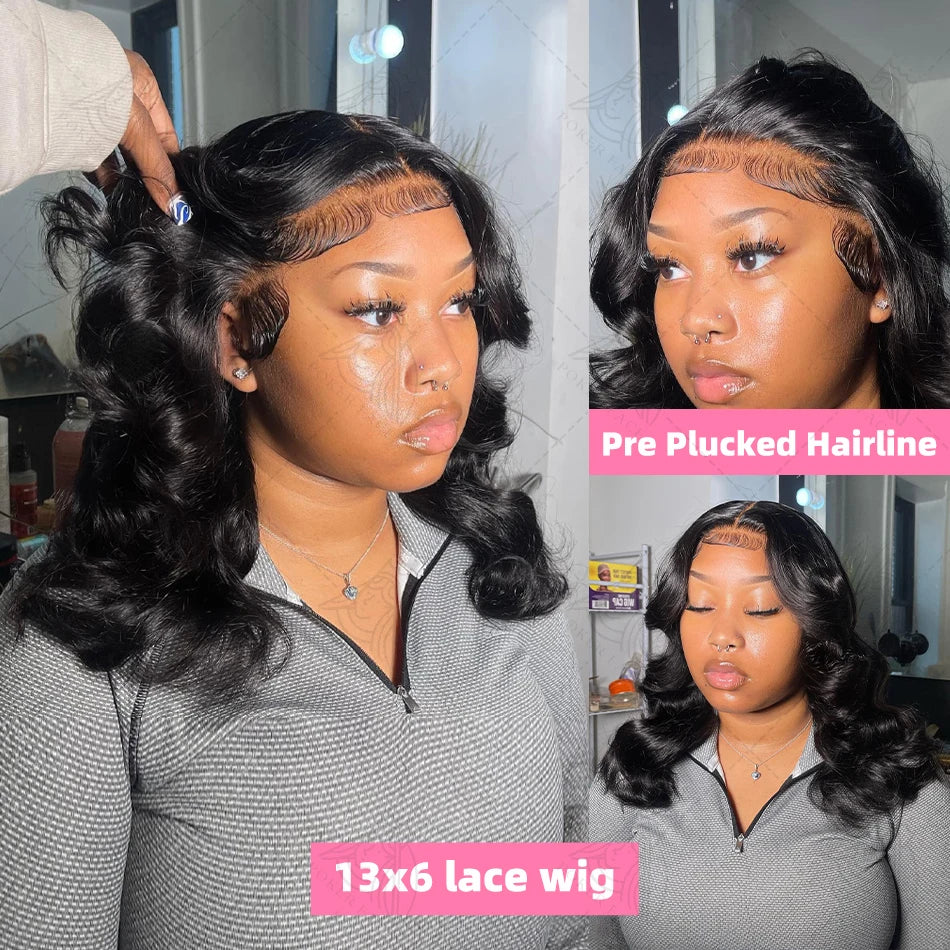 Brazilian Body Wave Short Bob 13x4 13x6 HD Transparent Lace Front Human Hair Wigs 5x5 high density
