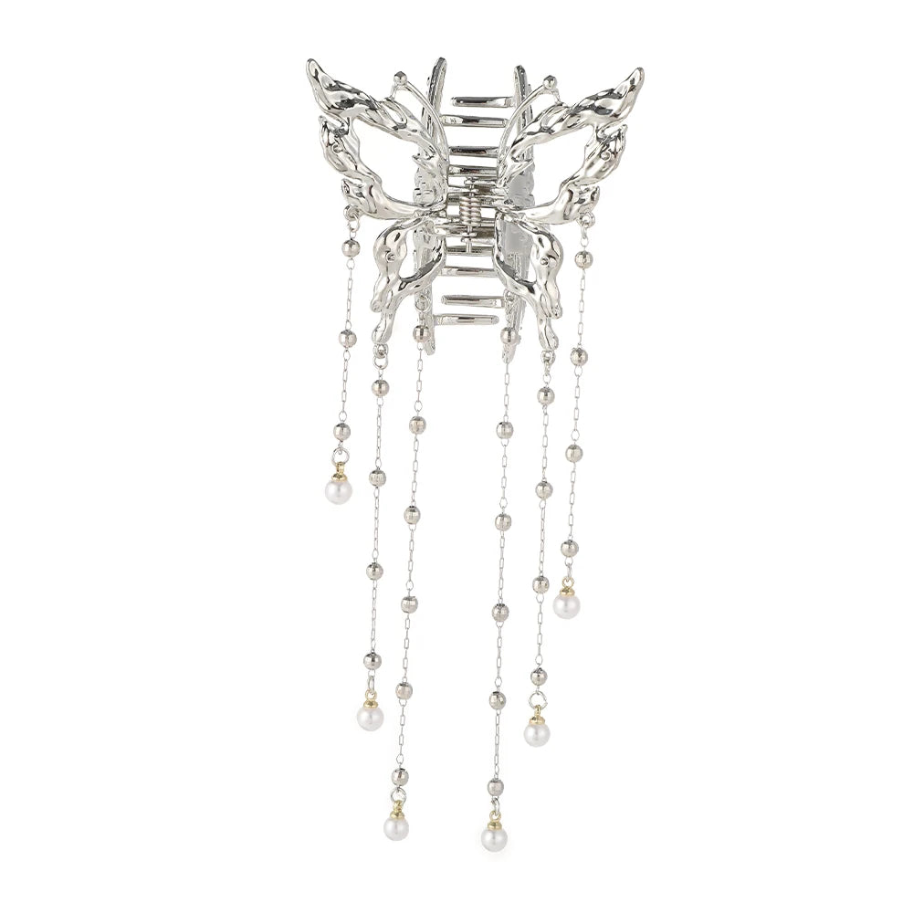 Hairpin Hair Accessories Women Simple Hair Claw Clip Butterfly Pearl Tassel Hair Clip