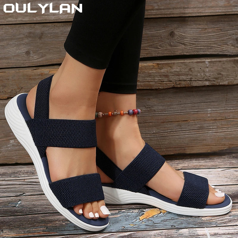 Women Summer Fashion Sandals Mesh Casual Sports Sandals Flying Woven Flat Shoes Sandals