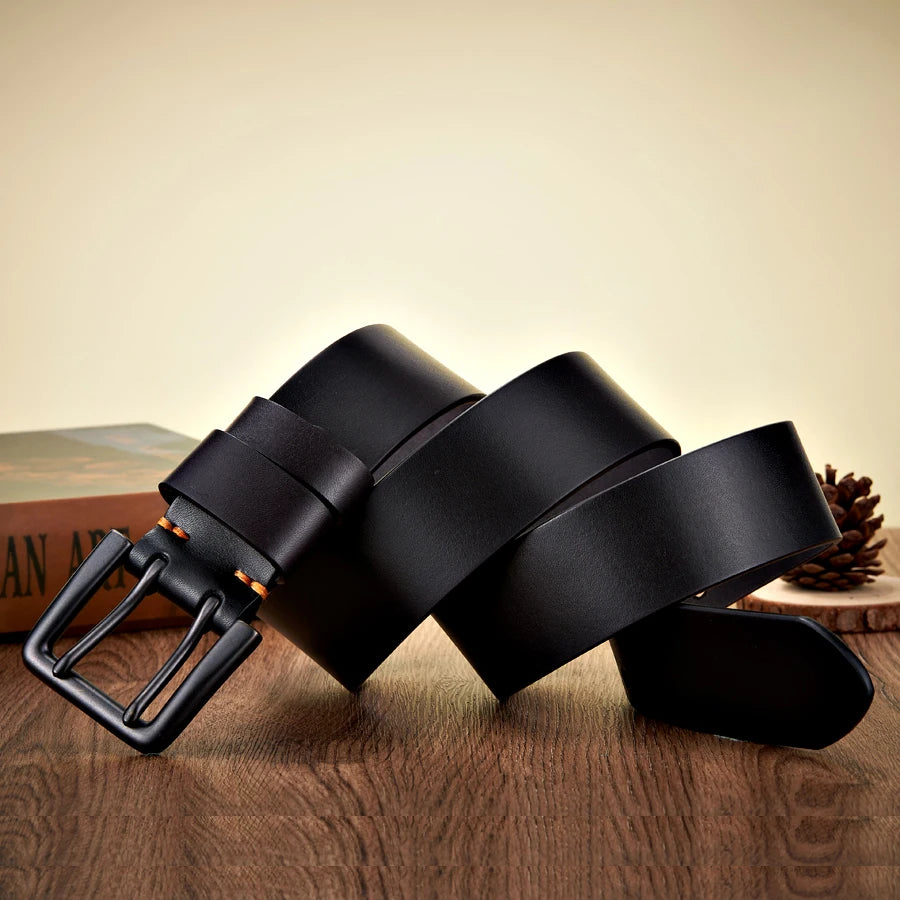 4.3cm Wide Thick Cow skin Genuine Leather Belt  Casual