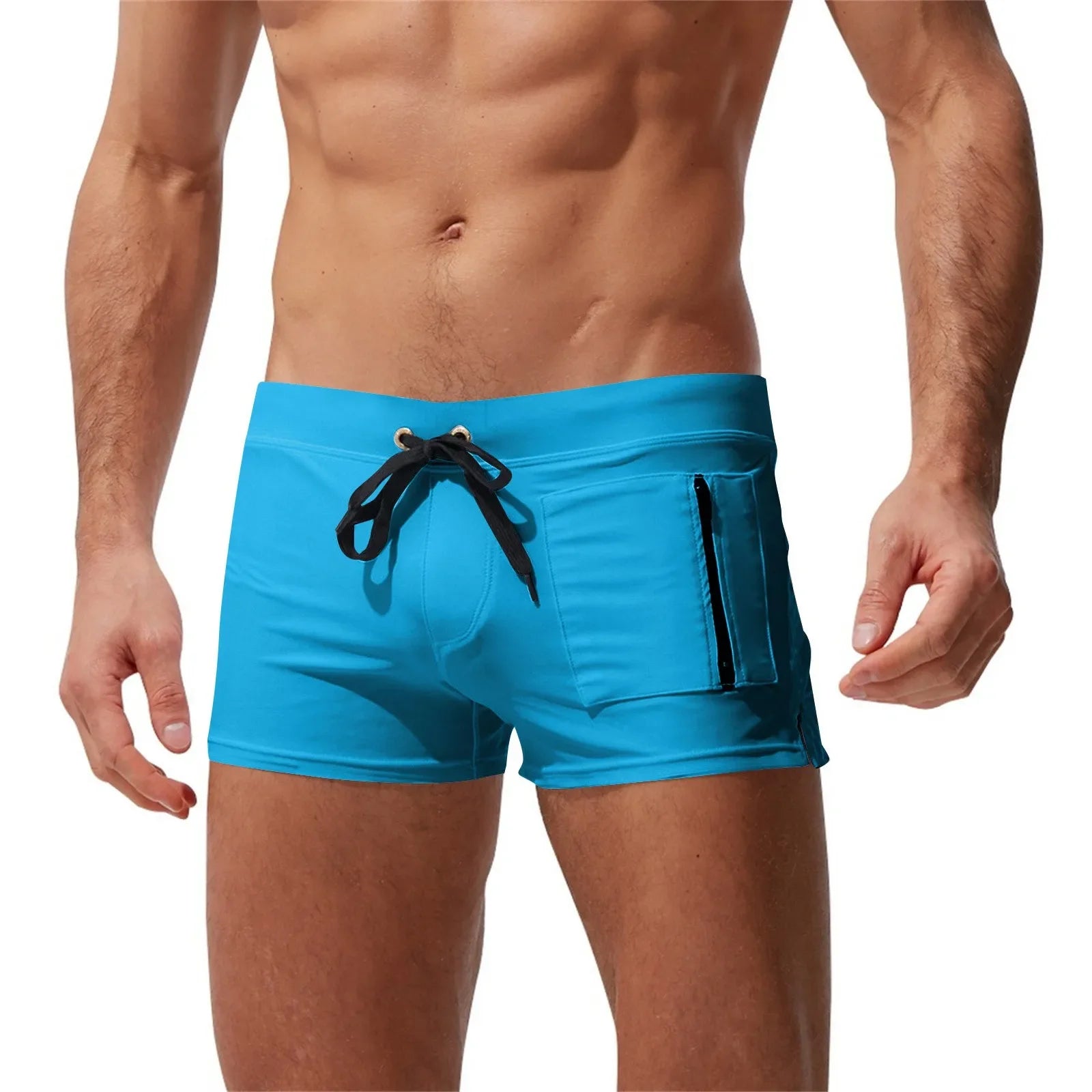 1pc Swim Shorts Men Zipper Pocket Casual Men's Shorts Fast Dry Boardshorts Joggers Men's Trunks Summer Men's, Short