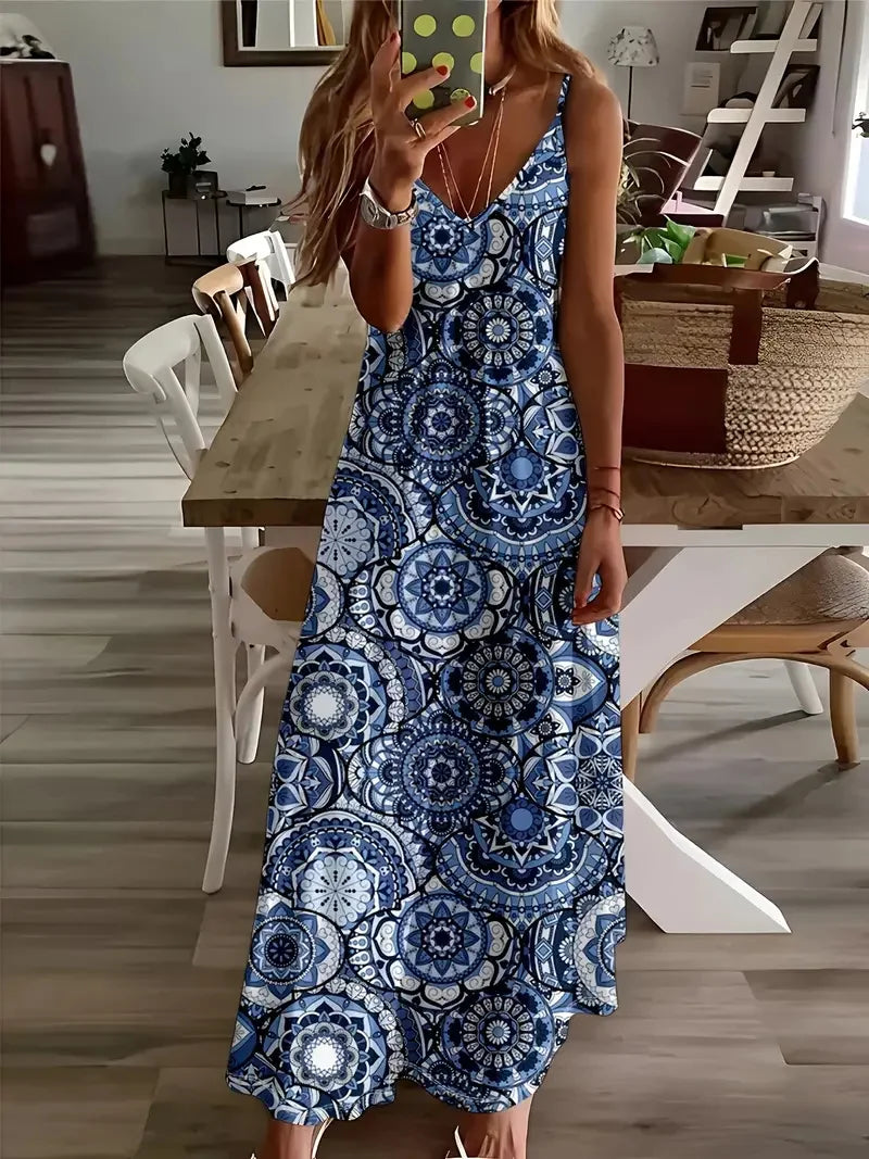 Summer Bohemian Style Women's Suspender Skirt Long A-line Oversized Casual Dress Women's Elegant  Summer Loose Beach Clothes