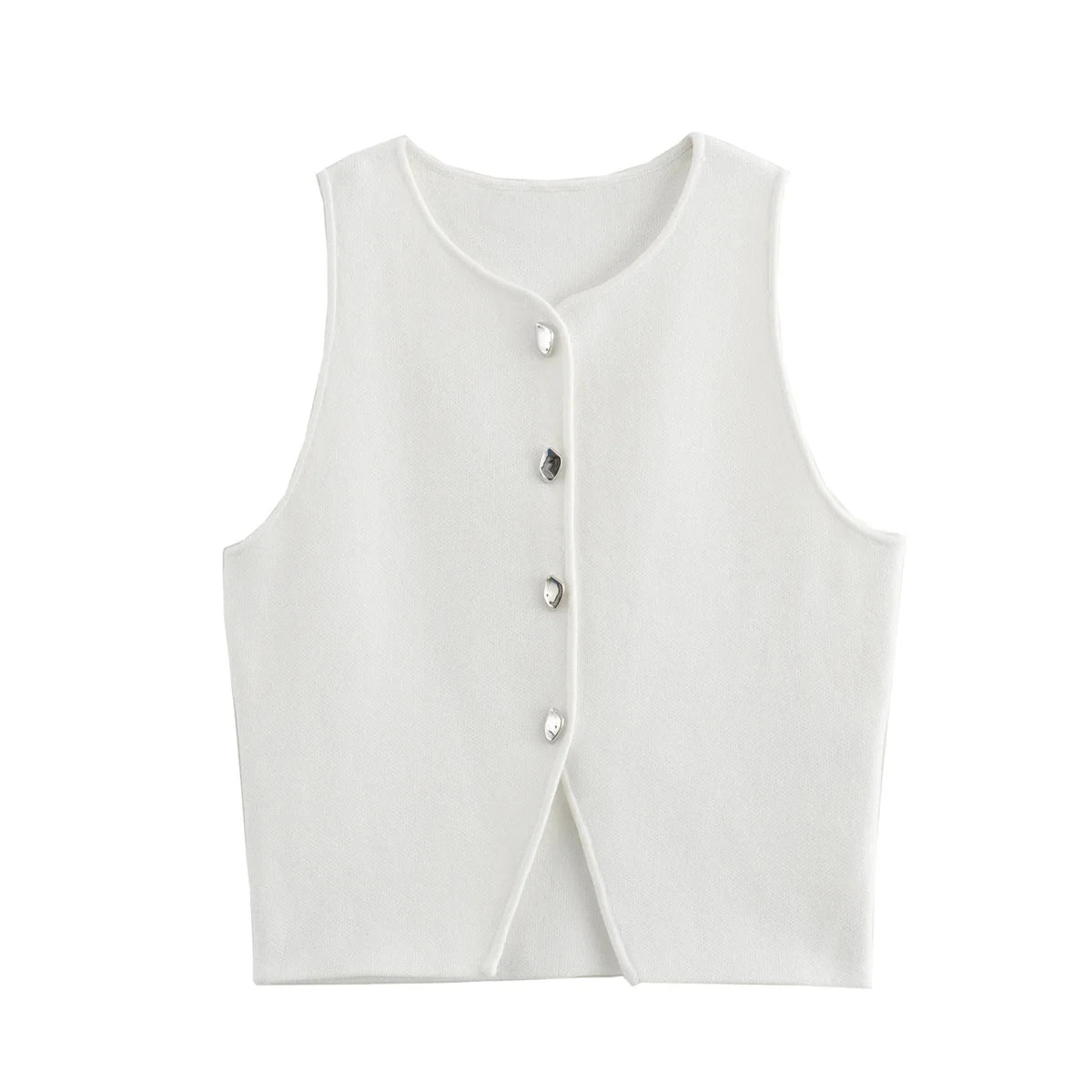 Sweater Vest Cropped Knit Vest Woman Sleeveless Vest Women's Autumn Button Slim Knitted Vests