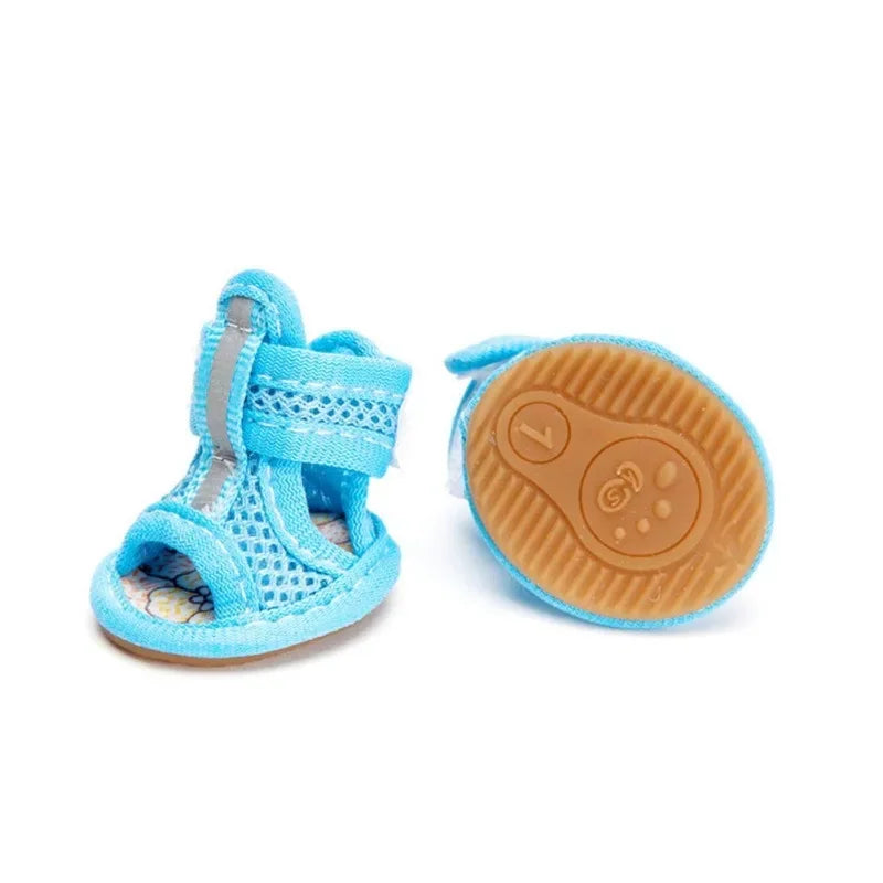 4PCS/set  Non-slip Summer Dog Shoes Breathable Sandals for Small Dogs Pet Dog Socks Sneakers for Dogs Puppy  Shoes Boots