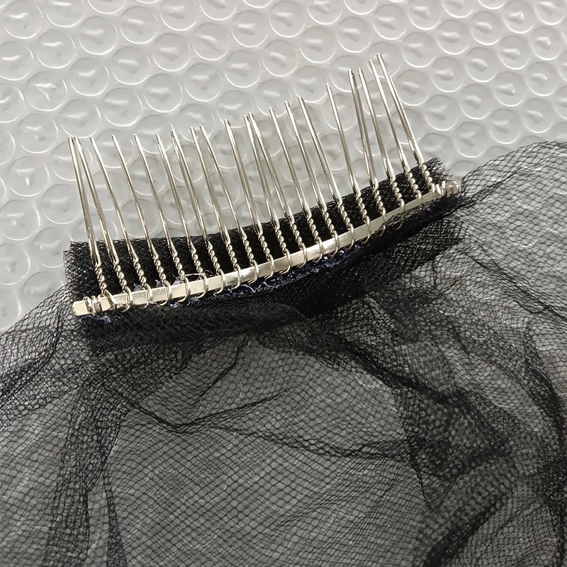 2 Tier Black/White Flower Lace Edge Bridal Veils with Comb Elegant Vintage Wedding Hair Accessories