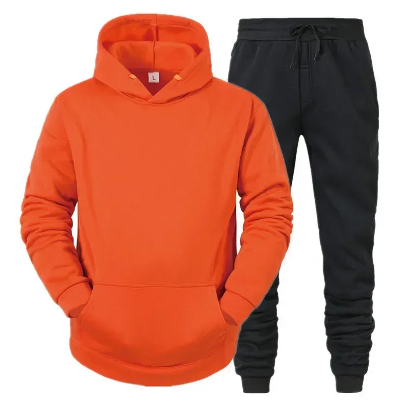 Basic Men/Women 2Pcs/Sets Sweatshirt Hoodies Pants Male Gyms Fitness Tops Joggers Sportswear Tracksuits