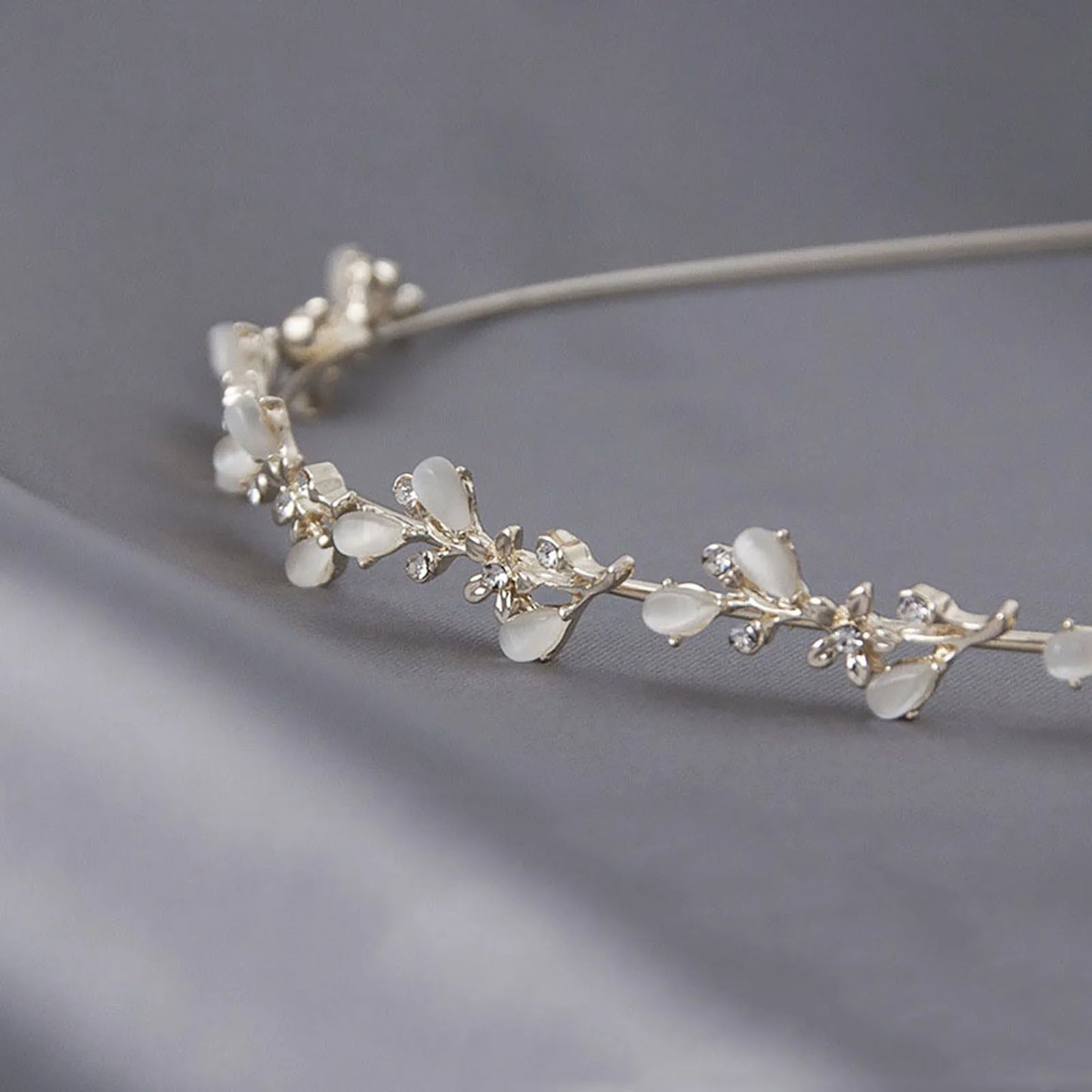 Hair Hoop Opal Headbands Sweet Silver Color Hairband Elegant Lady  Prom Hair Jewelry