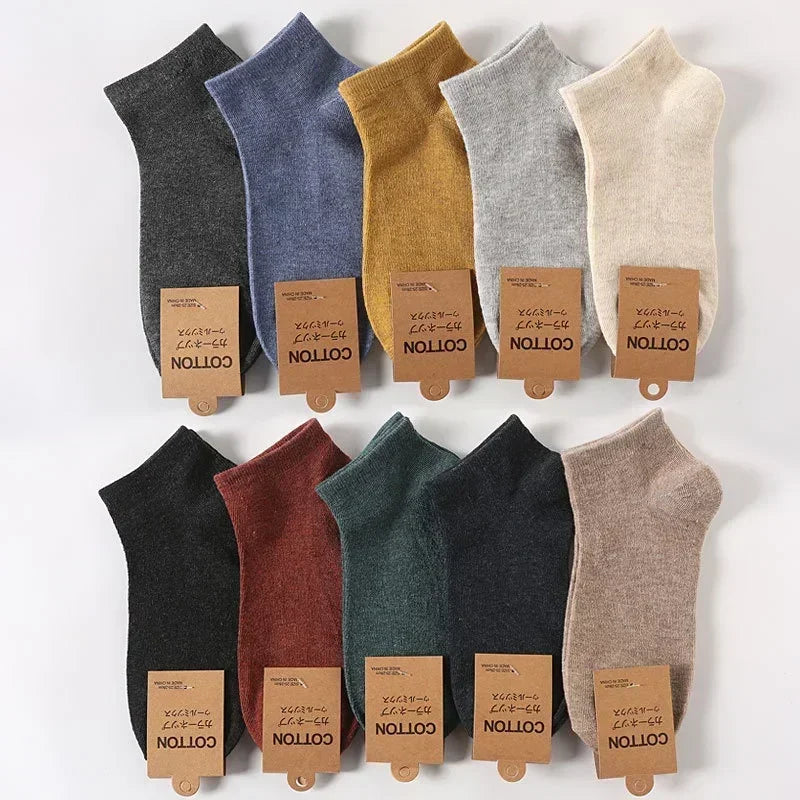 10 Pairs/Lot Men's Breathable Cotton Socks Hot Selling Low Tube Solid Color Comfortable Simple Fashion Gifts Male Ankle Sock