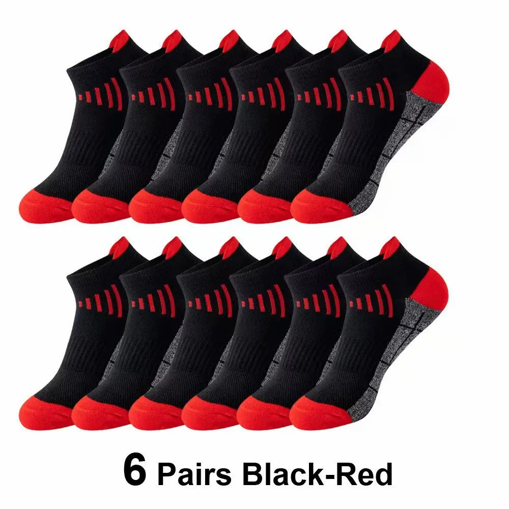 6 Pairs Neutral Knitted Odor Proof Sports Socks Fashionable Stripes Sweat Absorbing Breathable Couple Running Casual Socks