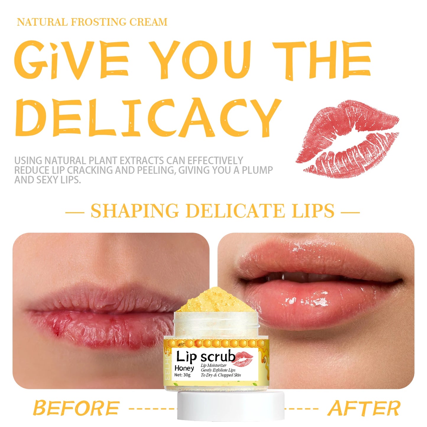 30g Honey Lip Scrub Softening Keratin Removing Dead Skin Preventing Dryness Fading Lip Wrinkles
