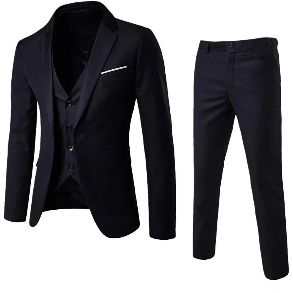 1 Set Vest Pants Set Solid Color Style Single Breasted Vest Coat Zipper Closure Trousers
