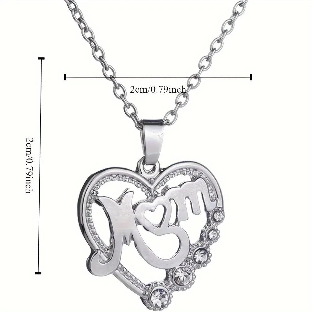 Fashion Crystal Mom Letter Pendant