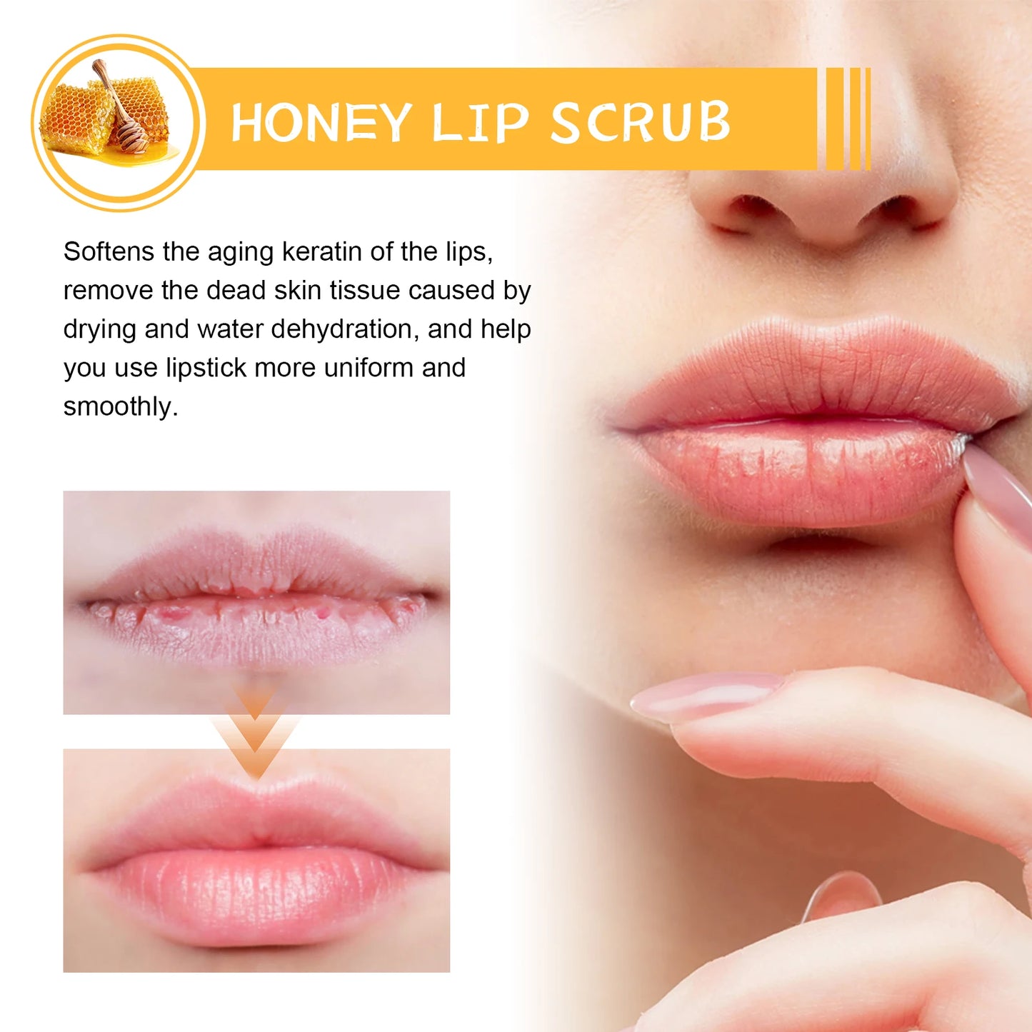 30g Honey Lip Scrub Softening Keratin Removing Dead Skin Preventing Dryness Fading Lip Wrinkles