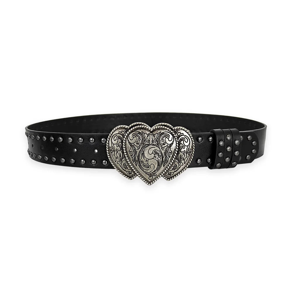 Jeans Belt sword red heart Gothic Fashion Belts For Women Designer Luxury Black Rivet Punk Accessory
