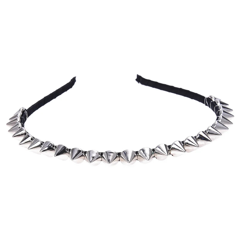 Silver Metal Stud Rivet Spike Headband Hair Head Band