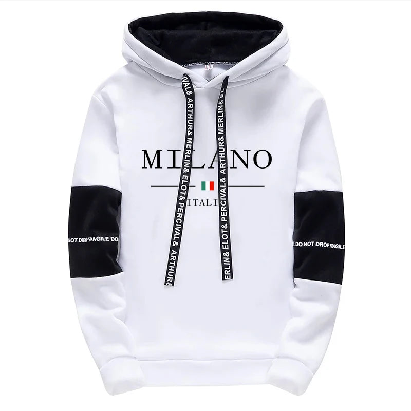Men's Sportswear Hooded Sweatshirts Jogger Pants Male Daily Casual Sport Jogging Suit Italia Milan Printed Hoodies