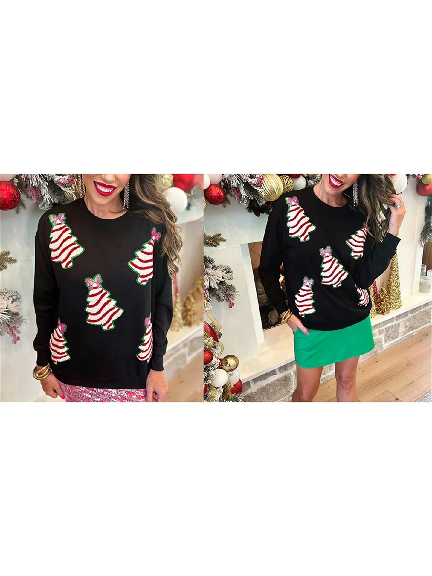 Women s Christmas Sweater Cozy Knit Pullover with Christmas Pattern and Ribbed Crew Neck for Festive Holiday Cheer