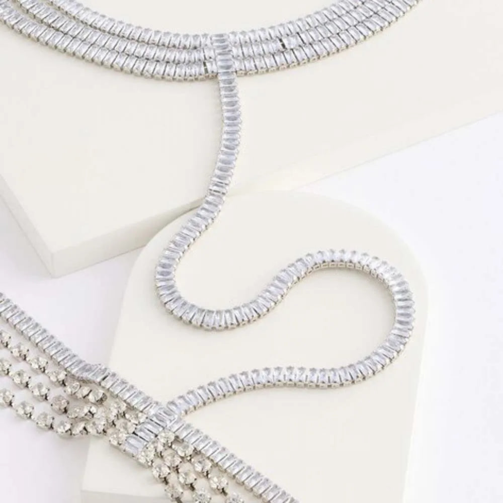 Zircon Waist Chain Neck Lingerie Necklace Outfits  Body Jewelry