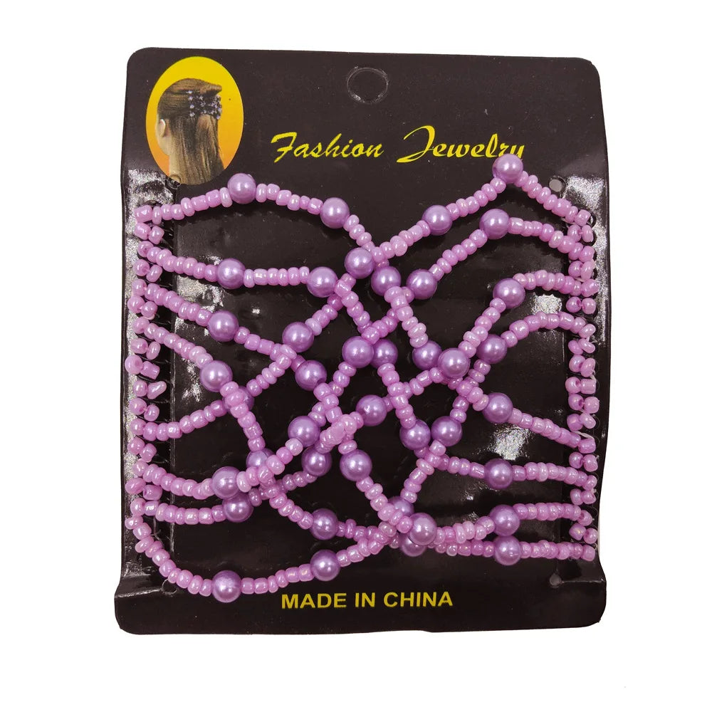 Beads Hair Combs Shiny Rhinestone Beaded Hair Claws Magic Tuck Comb Updo Accessories Elastic Headwear Bun Ponytail Holder